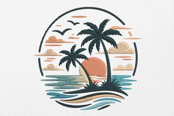 Tropical Sunset Palm Circle Embroidery Review